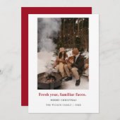 新しい年、懐かしい顔たち。 クリスマス フォト カード (正面/裏面)