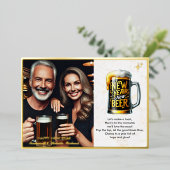 新しい年 新しいビール 面白い写真 箔シーズンカード (立ち正面)