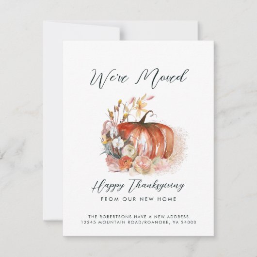新しい引っ越しからの感謝祭を楽しむ 案内状 (正面)