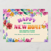 新しい引っ越しのお知らせに喜ぶ 招待状 (正面/裏面)