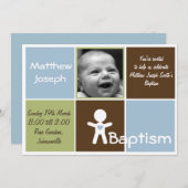 新しい心の洗礼 赤ちゃん男の子 誕生のお知らせ 招待状 (正面/裏面)