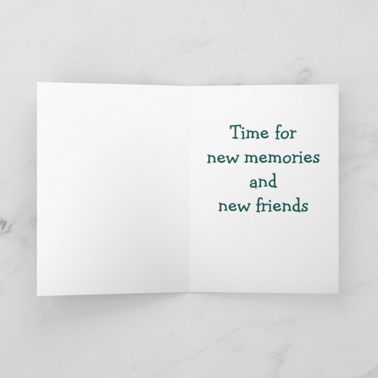 新しい思い出の時/新しい友人と新しいホームおめでとう カード (内部)