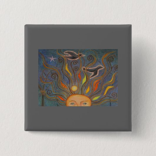 新しい思考は飛行を取ります 缶バッジ (正面)