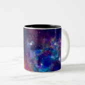 新しい惑星と色鮮やか付き銀河系 ツートーンマグカップ (正面右)