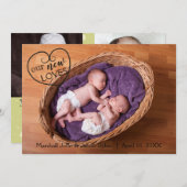 新しい愛の双子 – 誕生のお知らせ 案内状 (正面/裏面)