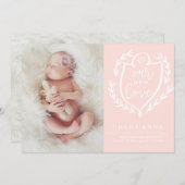 新しい愛の誕生の発表//ピンクと白 案内状 (正面/裏面)
