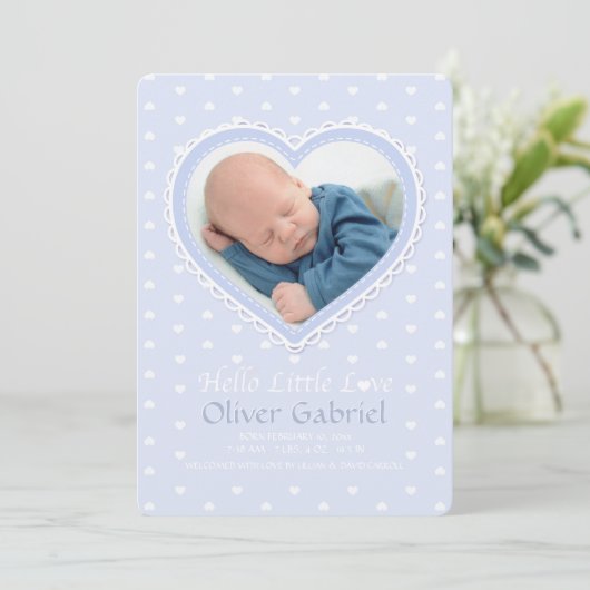 新しい愛青い写真の誕生の発表 案内状 (スタンド正面)