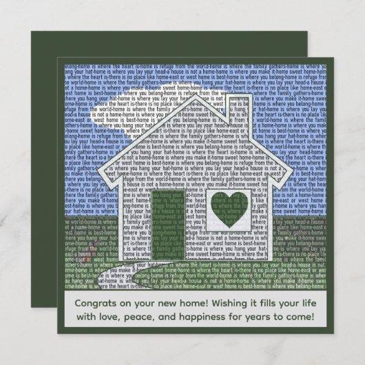 新しい感動的ホームのタイポグラフィとおめでとう (正面/裏面)