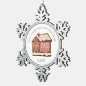 新しい我が家の最初のクリスマス　ジンジャーブレッドハウス スノーフレークピューターオーナメント (右)