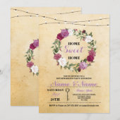 新しい我が家の鍵の引き渡し　ホームスイートホーム　田舎風の招待状 招待状 (正面/裏面)