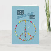 新しい抱擁、おめでとう、デニムに平和のサイン カード (正面)