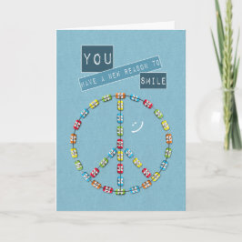 新しい抱擁、おめでとう、デニムに平和のサイン カード