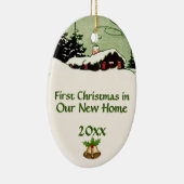 新しい故国の小屋の初めてのクリスマス セラミックオーナメント (右)