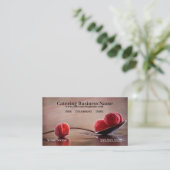 新しい料理のケイタリングビジネスカード 名刺 (スタンド正面)