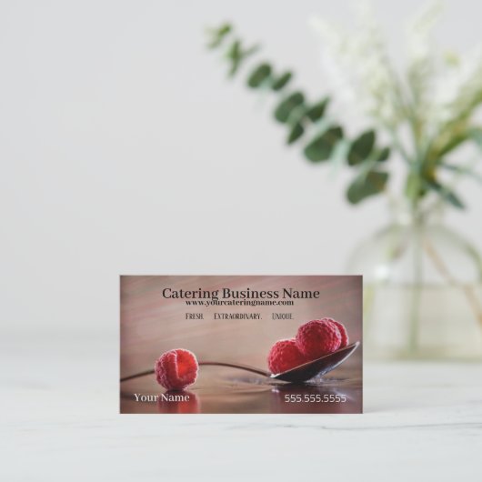 新しい料理のケイタリングビジネスカード 名刺 (スタンド正面)
