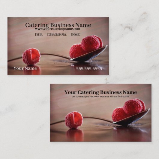 新しい料理のケイタリングビジネスカード 名刺 (正面/裏面)