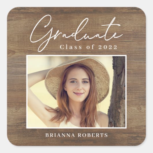 新しい旅素朴のモダン卒業スタンプ スクエアシール (正面)