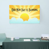 新しい日が明ける 横断幕 (トレードショー)