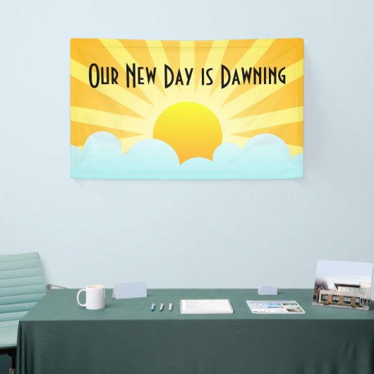 新しい日が明ける 横断幕 (トレードショー)