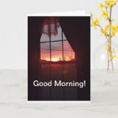 新しい日のおはよう、美しい日の出。 カード (黄色い花)