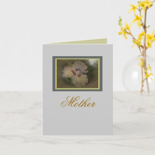 新しい日はアイリス「フレンドリーなFire母の日の庭いじりをします カード (黄色い花)