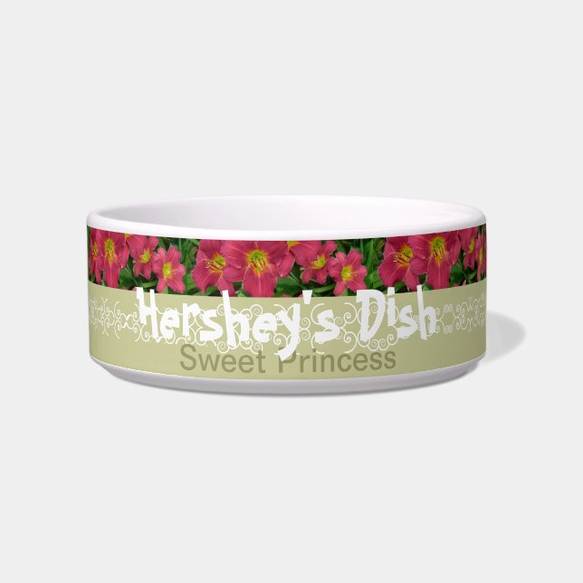 新しい日はワスレグサPM Hersheyペット皿の庭いじりをします ボウル (正面)