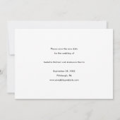 新しい日付の写真で結婚式の日程変更のお知らせ 案内状 (裏面)