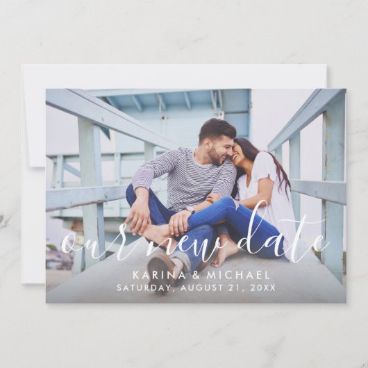 新しい日付の手書き結婚スクリプトの写真 セーブザデート (正面)