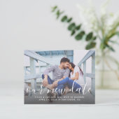 新しい日付の手書き脚本結婚の写真 案内ポストカード (スタンド正面)