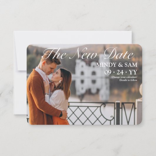 新しい日付写真延期案内 案内状 (正面)