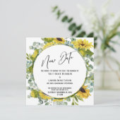 新しい日付水の色フローラ延期結婚のカード 招待状 (スタンド正面)