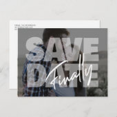 新しい日付結婚の写真モダンは日付名を保存 案内ポストカード (正面/裏面)