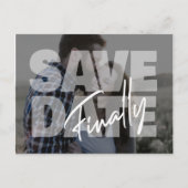 新しい日付結婚の写真モダンは日付名を保存 案内ポストカード (正面)