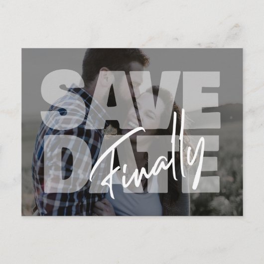 新しい日付結婚の写真モダンは日付名を保存 案内ポストカード (正面)