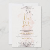 新しい日付、黒とピンクの花 案内状 (正面)