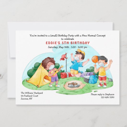 新しい日常の屋外誕生日パーティー 招待状 (正面)