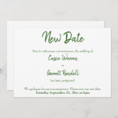 新しい日結婚付の緑と白の発表 招待状 (正面/裏面)