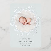 新しい枝 |シルバーフォイル誕生のお知らせ 箔招待状 (正面)