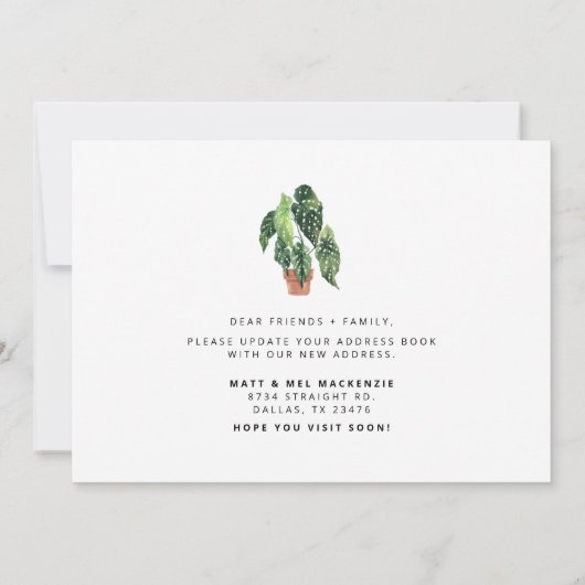 新しい根の植物が新しい住所を移動 案内状 (裏面)