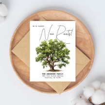 新しい根を下ろした住所 オークの木 水彩画 引っ越し