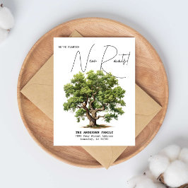 新しい根を下ろした住所 オークの木 水彩画 引っ越し 案内ポストカード