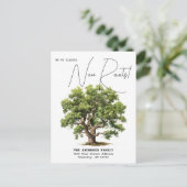 新しい根を下ろした住所 オークの木 水彩画 引っ越し 案内ポストカード (スタンド正面)