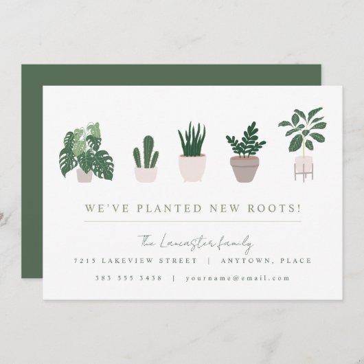 新しい根を動かす発表を植え付け 招待状 (正面/裏面)