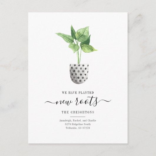 新しい根シンプルの水彩植物の移動 案内ポストカード (正面)