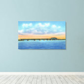 新しい橋の遠くの湖のビュー キャンバスプリント (インサイチュ (ウッドフロア))