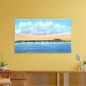 新しい橋の遠くの湖のビュー キャンバスプリント (インサイチュ (リビング))