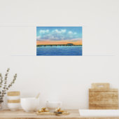 新しい橋の遠くの湖のビュー ポスター (キッチン)