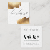新しい正方形の名刺|の金ゴールドのブラシのミニマリスト スクエア名刺 (正面/裏面)