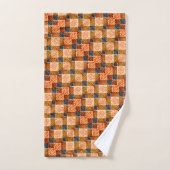 新しい正方形を形成する粗いオレンジ色のチェスの部分 バスタオルセット (ハンドタオル)