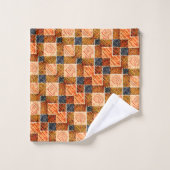 新しい正方形を形成する粗いオレンジ色のチェスの部分 バスタオルセット (ウォッシュタオル)